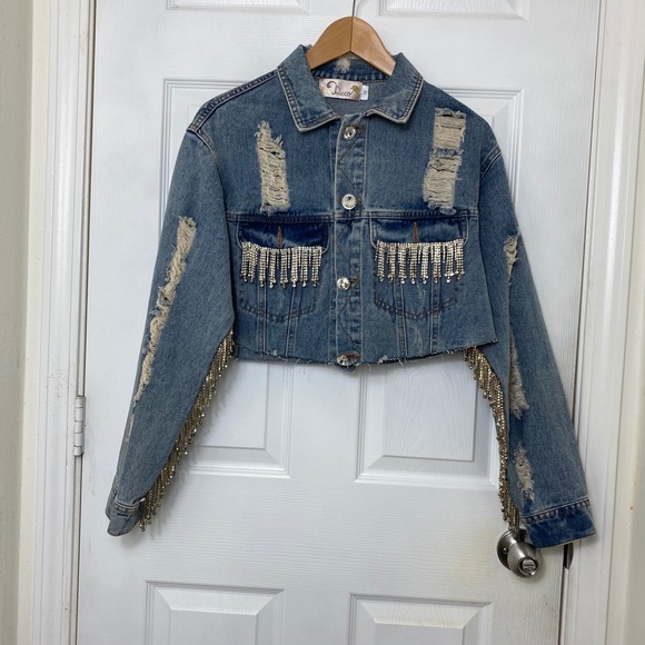 deco Jackets & Blazers - BOGO❄️ Deco Bling Denim/Jean Jacket Cropped